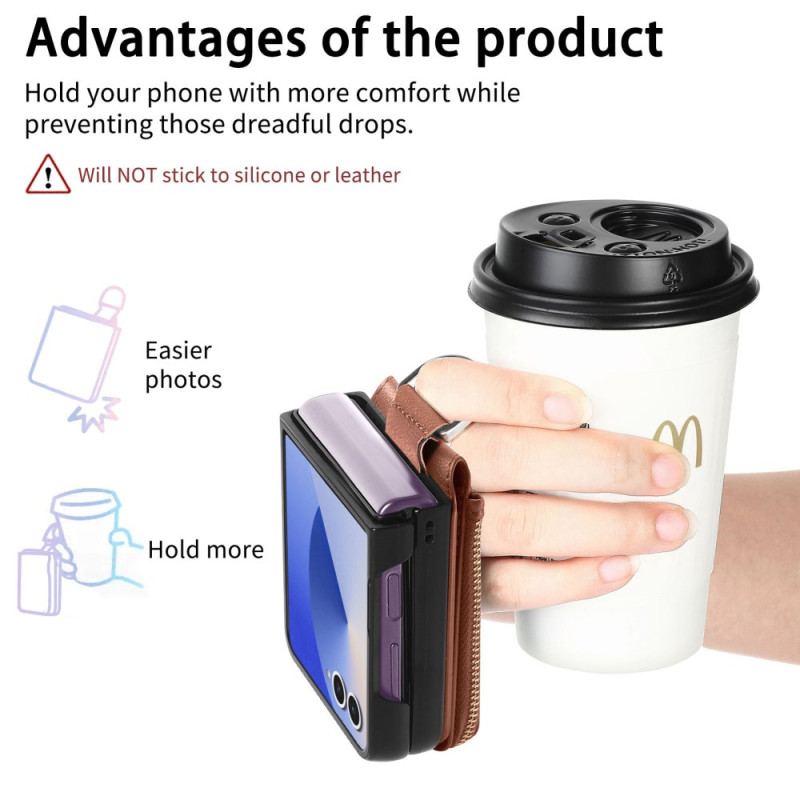 Coque Samsung Galaxy Z Flip 7 Porte-Monnaie et Anneau