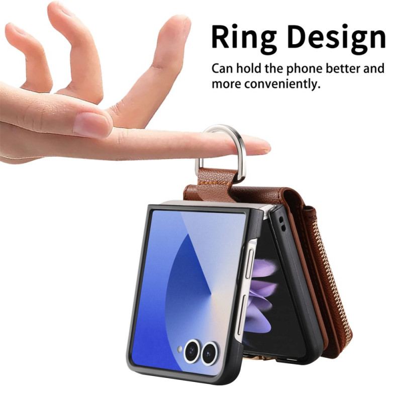 Coque Samsung Galaxy Z Flip 7 Porte-Monnaie et Anneau