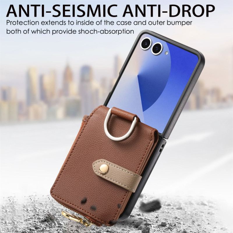 Coque Samsung Galaxy Z Flip 7 Porte-Monnaie et Anneau