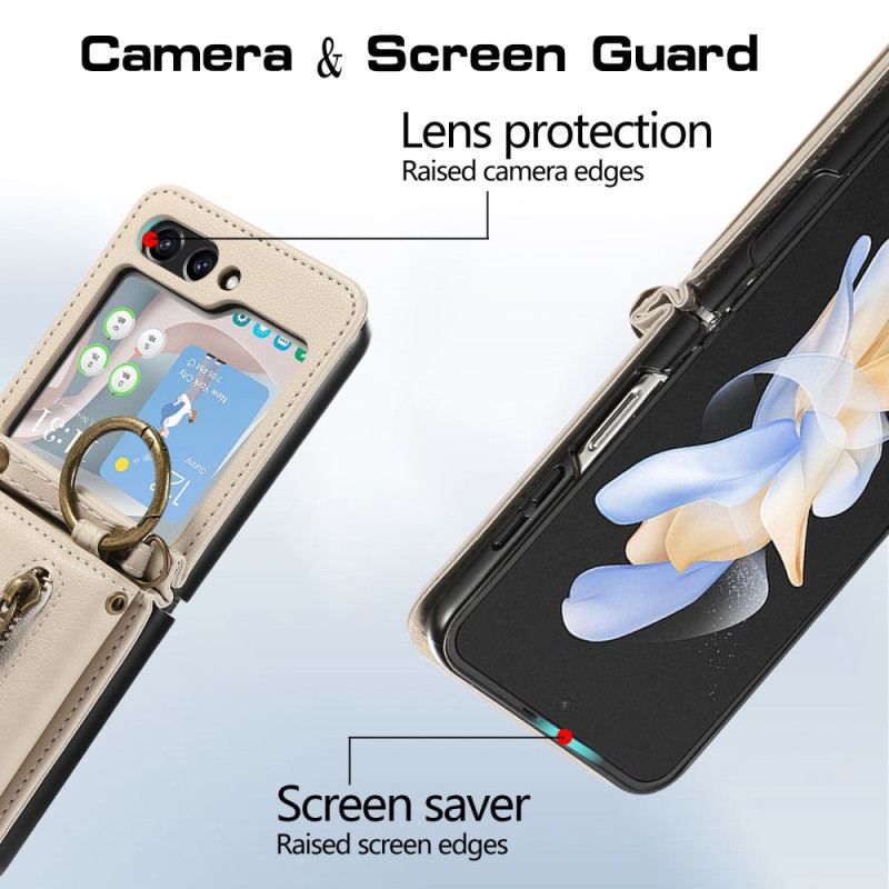 Coque Samsung Galaxy Z Flip 7 Portefeuille et Bandoulière