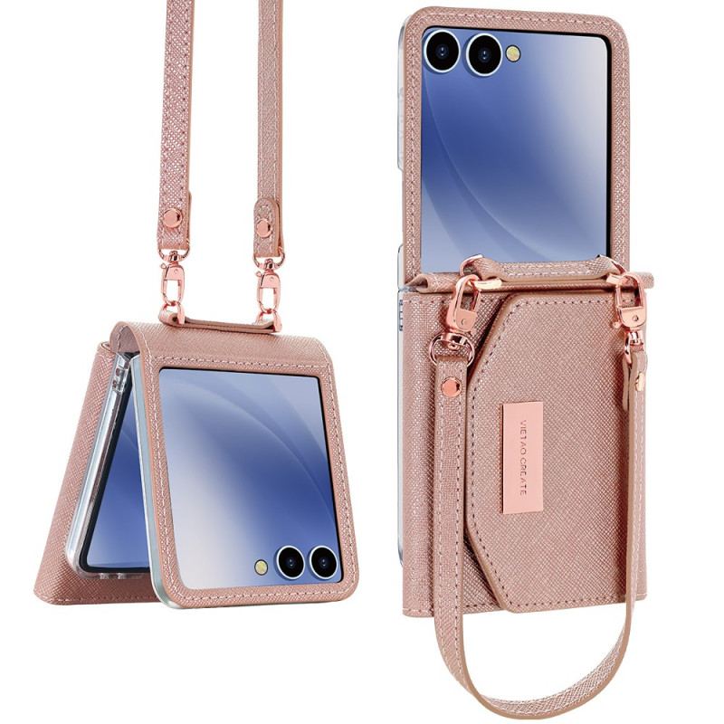 Coque Samsung Galaxy Z Flip 7 Portefeuille et Sangle