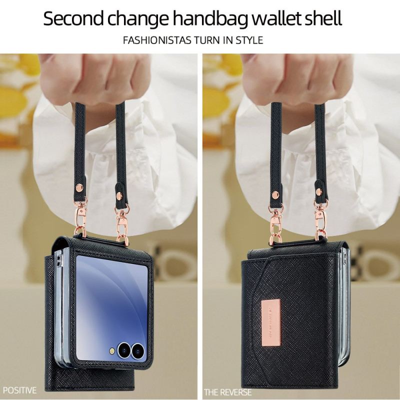 Coque Samsung Galaxy Z Flip 7 Portefeuille et Sangle