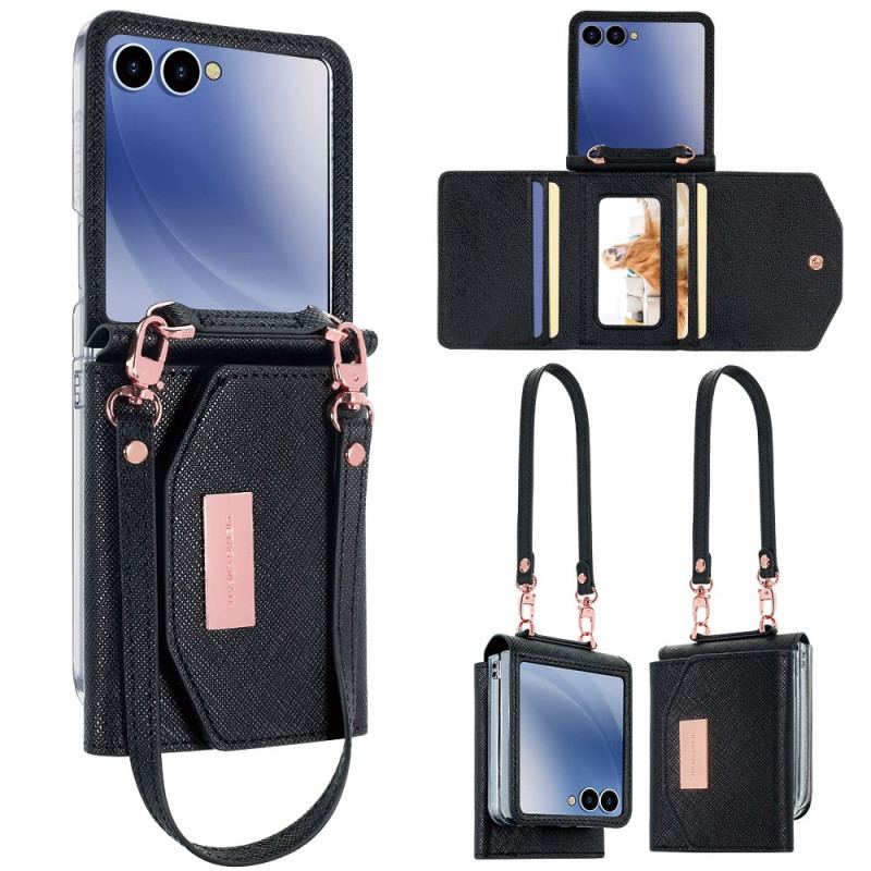 Coque Samsung Galaxy Z Flip 7 Portefeuille et Sangle