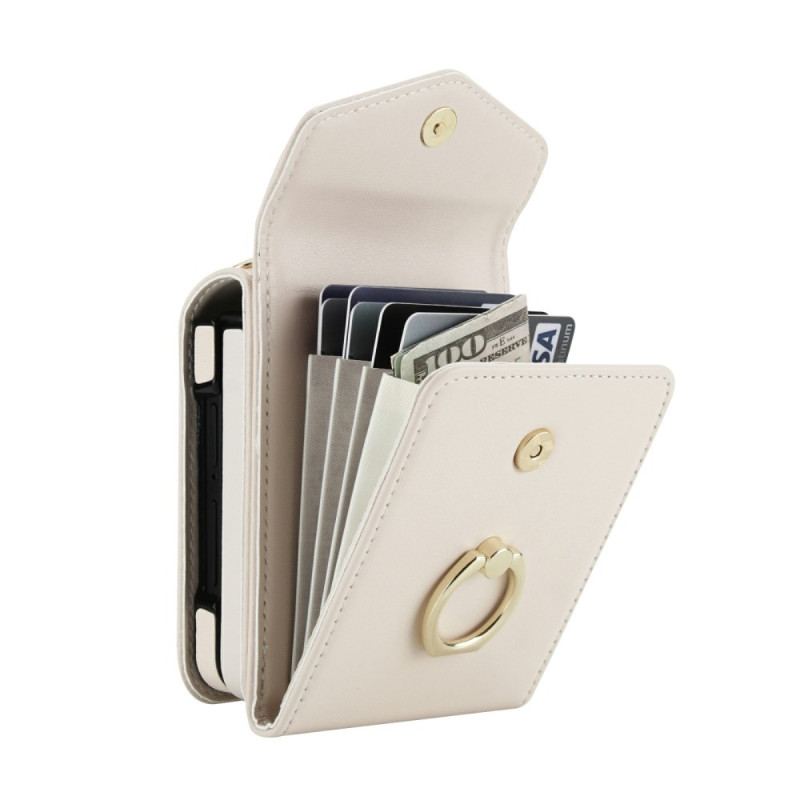 Coque Samsung Galaxy Z Flip 7 Portefeuille Matelassé et Bandoulière