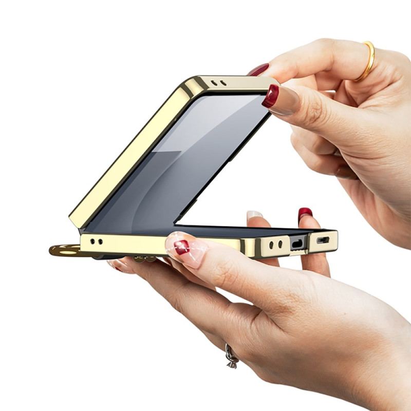 Coque Samsung Galaxy Z Flip 7 Texture Tissée avec Anneau-Support