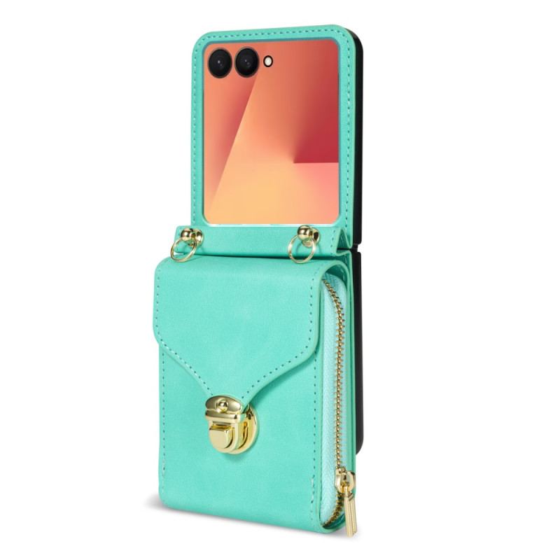 Étui Samsung Galaxy Z Flip 7 Portefeuille à Fermeture Éclair et Bandoulière