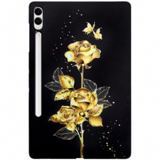 Coque Samsung Galaxy Tab S10 Plus / S9 FE Plus / S9 Plus Roses Doirées