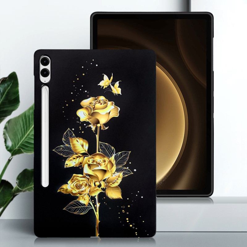 Coque Samsung Galaxy Tab S10 Plus / S9 FE Plus / S9 Plus Roses Doirées