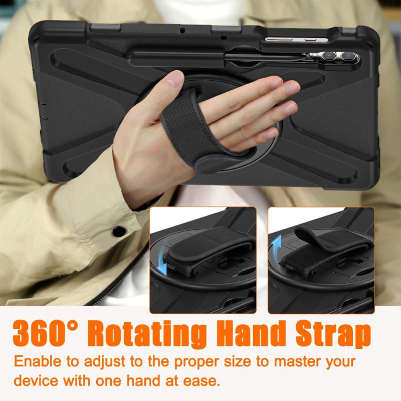 Coque Samsung Galaxy Tab S10 Plus / S9 FE Plus / S9 Plus / S8 Plus / S7 Plus Sangle et Support