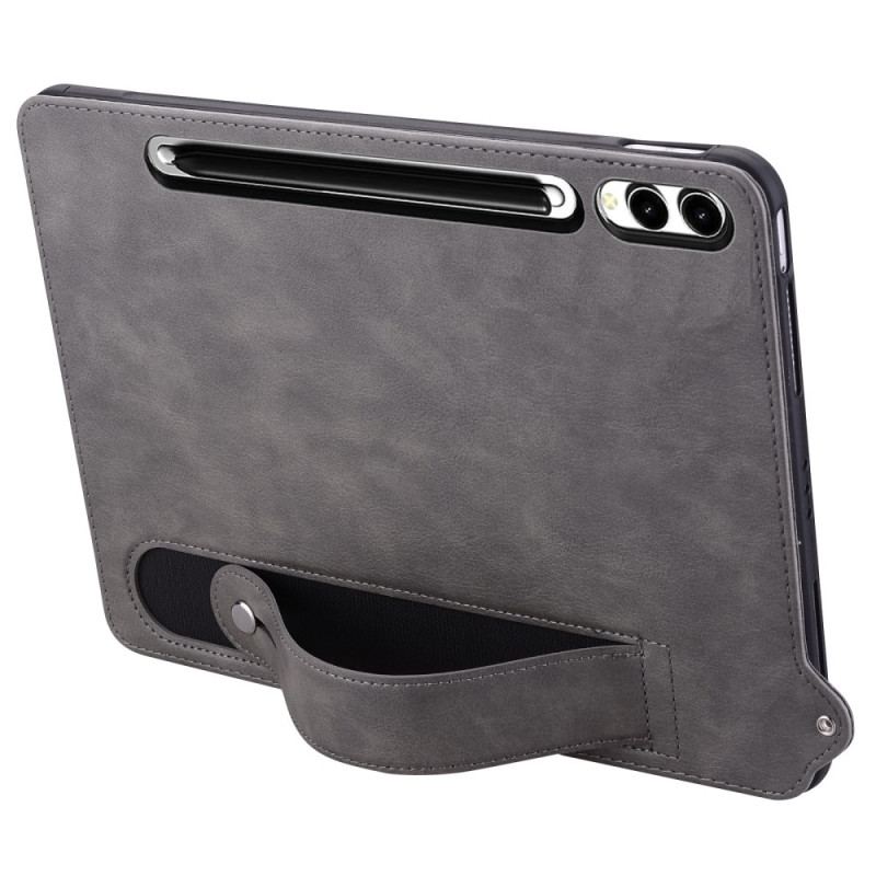 Coque Samsung Galaxy Tab S10 Plus / S9 Plus / S8 Plus / S7 Plus Effet Cuir Porte-Stylet et Sangle