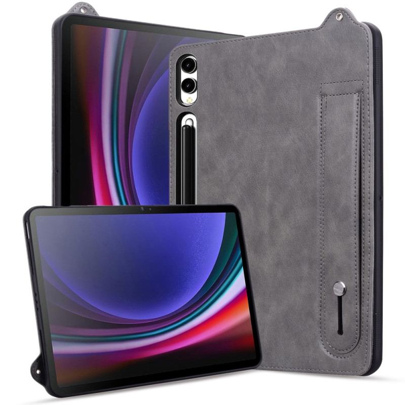Coque Samsung Galaxy Tab S10 Plus / S9 Plus / S8 Plus / S7 Plus Effet Cuir Porte-Stylet et Sangle