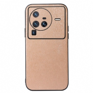 Coque Vivo X80 Pro Simili Cuir Effet Bois