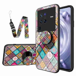 Coque Vivo X80 Pro Support Magnétique Patchwork