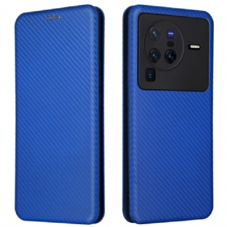 Flip Cover Vivo X80 Pro Fibre Carbone Colorée