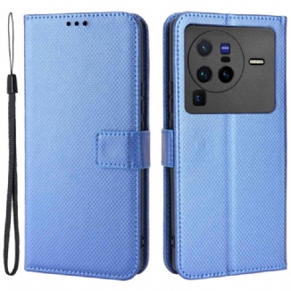 Housse Vivo X80 Pro Fibre Carbone à Lanière