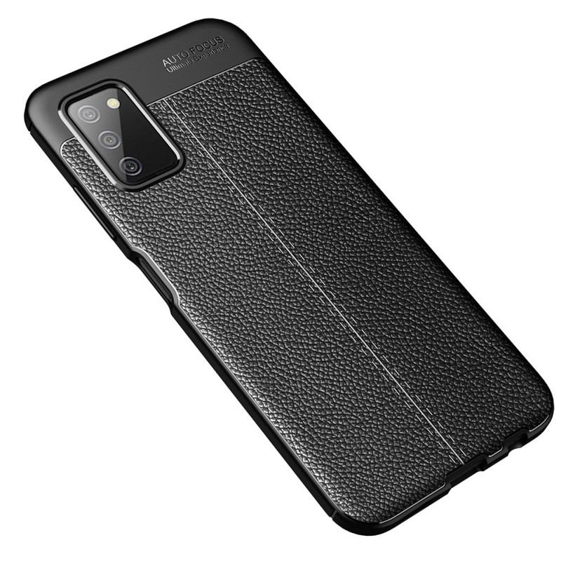 Coque Samsung Galaxy A03s Effet Cuir Litchi Double Line