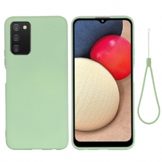 Coque Samsung Galaxy A03s Silicone Liquide avec Lanière