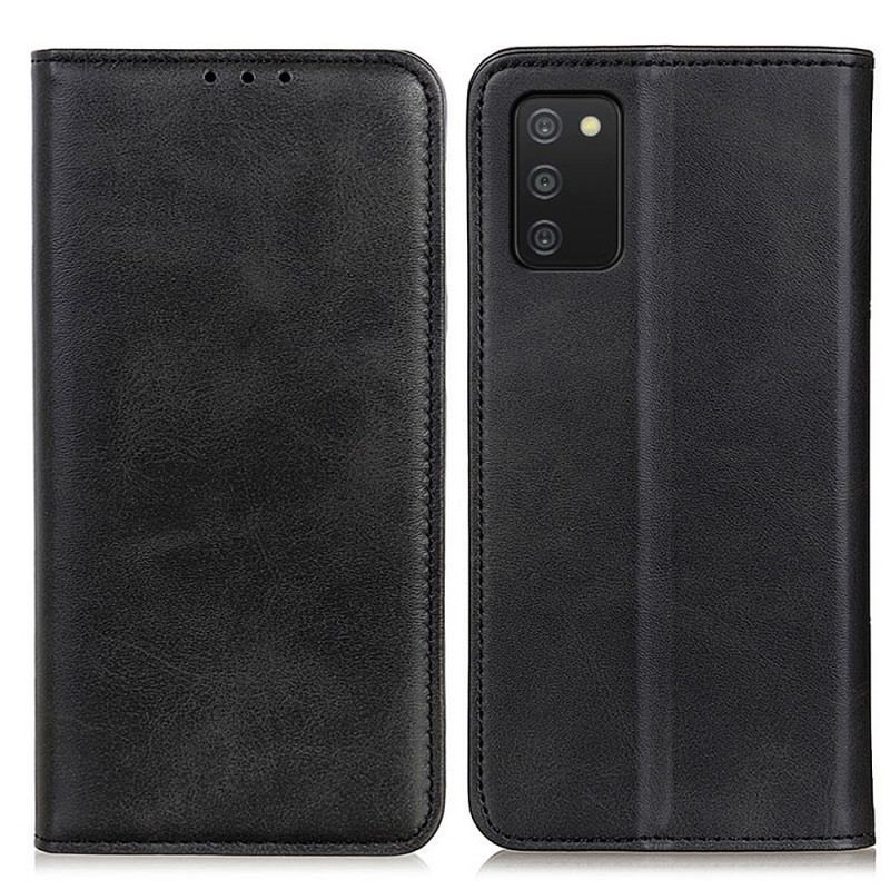 Flip Cover Samsung Galaxy A03s Cuir Fendu Élégance
