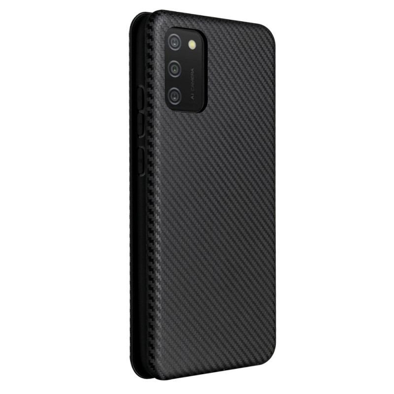 Flip Cover Samsung Galaxy A03s Fibre Carbone