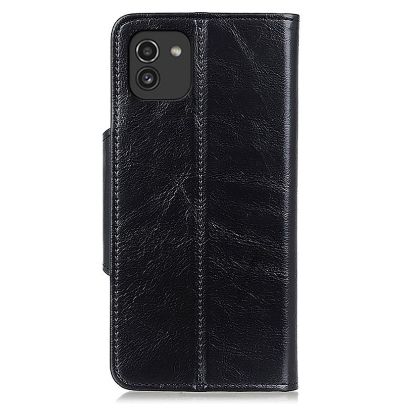 Housse Samsung Galaxy A03s Simili Cuir Brillant Bouton