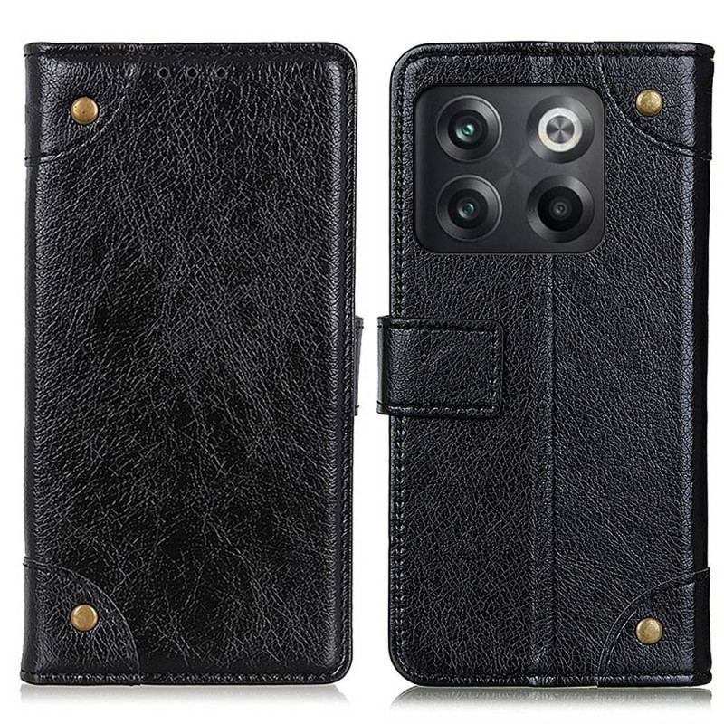 Housse OnePlus 10T 5G Style Cuir Nappa Rivets Vintage