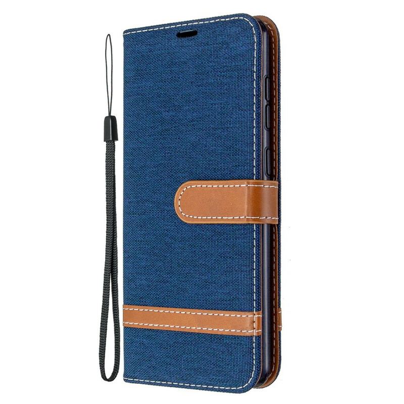 Housse Samsung Galaxy A31 Tissu et Effet Cuir à Lanière