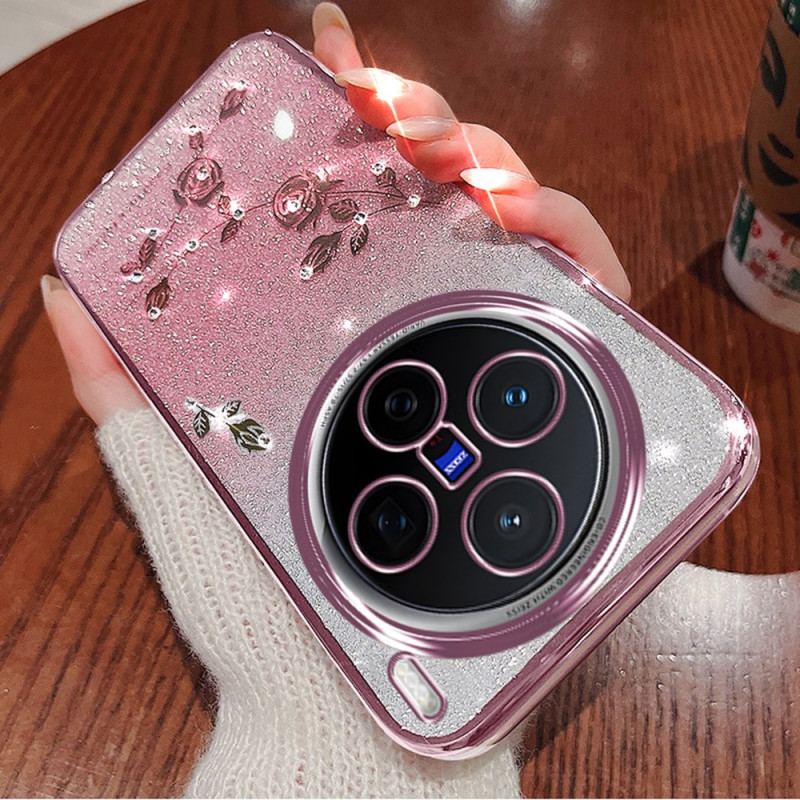 Coque Vivo X200 Fleurs et Strass Coque