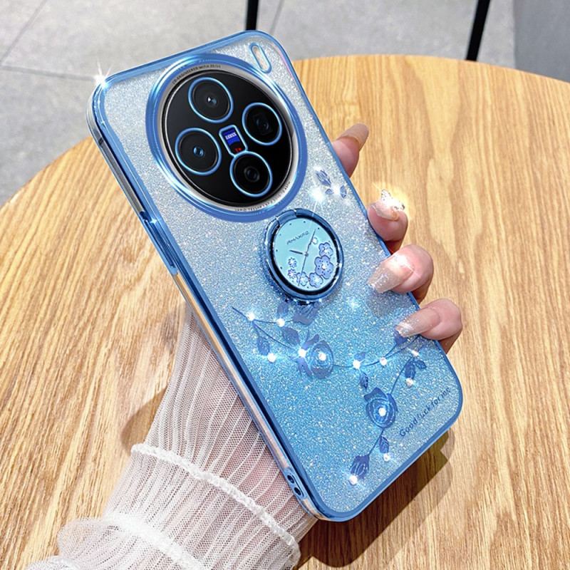 Coque Vivo X200 Support Fleurs Paillettes