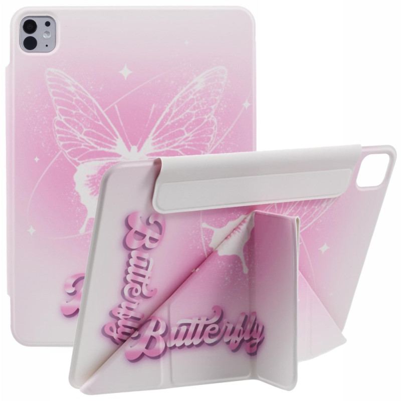 Housse iPad Pro 13 (2024) origami Papillon Rose