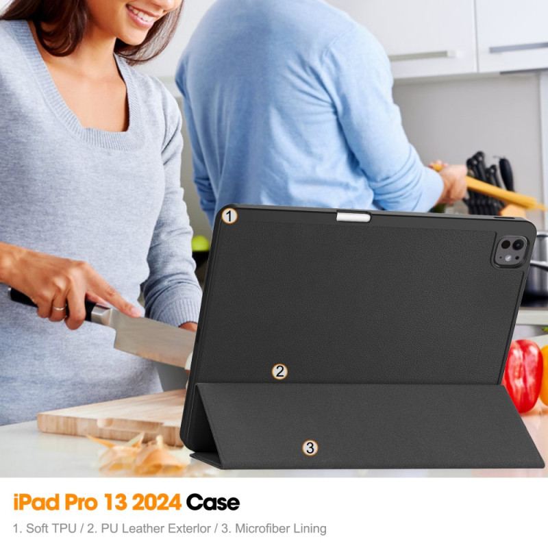 Smart Case iPad Pro 13 (2024) Simili Cuir Porte-Stylet