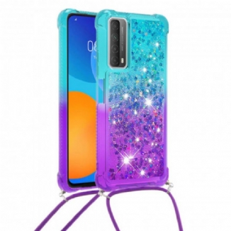 Coque Huawei P Smart 2021 Silicone Paillettes et Cordon