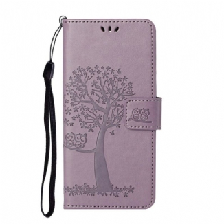 Housse Huawei P Smart 2021 Arbre et Hiboux à Lanière