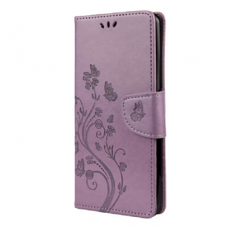 Housse Huawei P Smart 2021 Papillons et Fleurs à Lanière