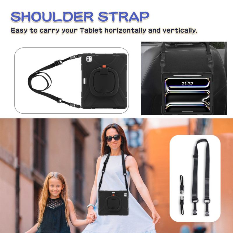Coque iPad Pro 13 (2025) / 13 (2024) Anneau-Support et Bandoulière Réglable