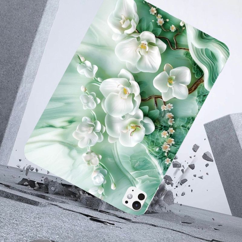 Coque iPad Pro 13 (2025) / 13 (2024) Fleurs de Jade