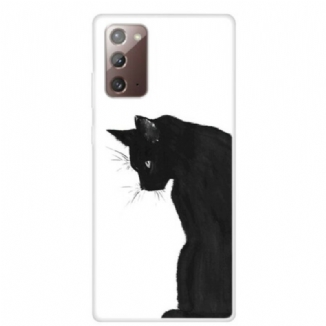 Coque Samsung Galaxy Note 20 Chat Noir Pensif