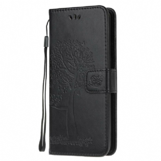 Housse Samsung Galaxy Note 20 Arbre et Hiboux à Lanière