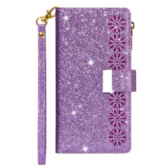 Housse Samsung Galaxy Note 20 Paillettes Portefeuille Zip