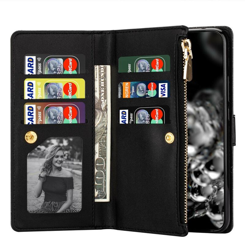 Housse Samsung Galaxy Note 20 Paillettes Portefeuille Zip