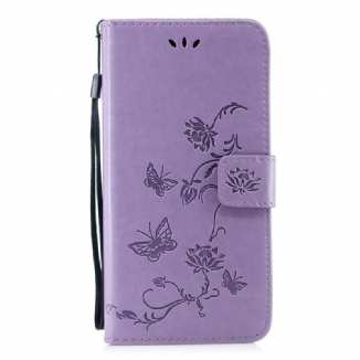 Housse Huawei P Smart Z Papillons Et Fleurs À Lanière