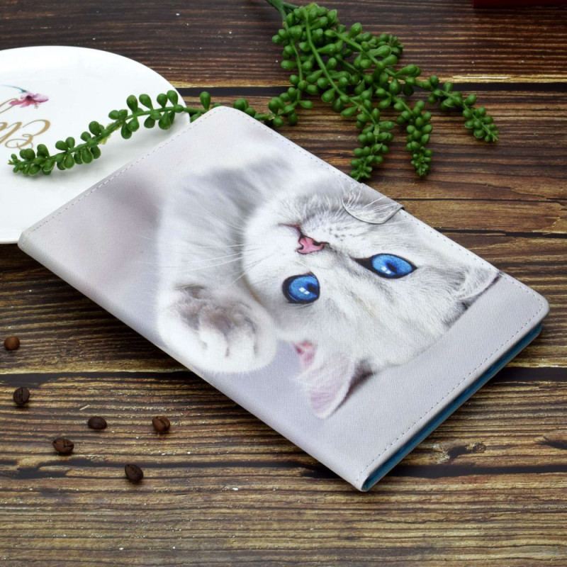 Housse iPad 10.9" (2022) Chat Blanc aux Yeux Bleus