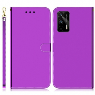 Housse Realme GT 5G Simili Cuir Couverture Miroir