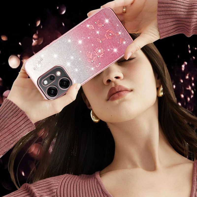 Coque Oppo Reno 14 Pro 5G Fleurs et Strass