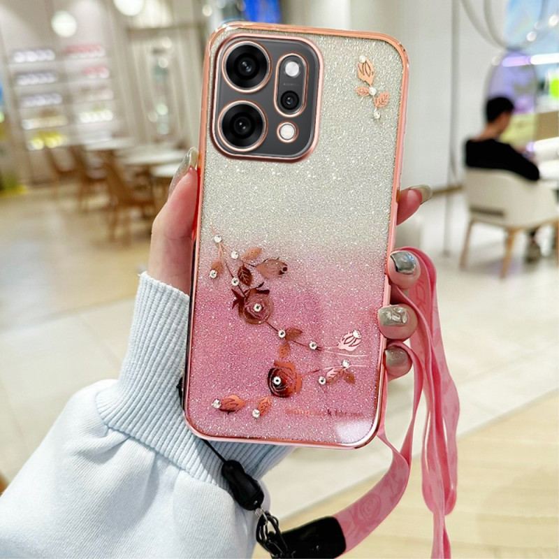 Coque Oppo Reno 14 Pro 5G Fleurs Strass