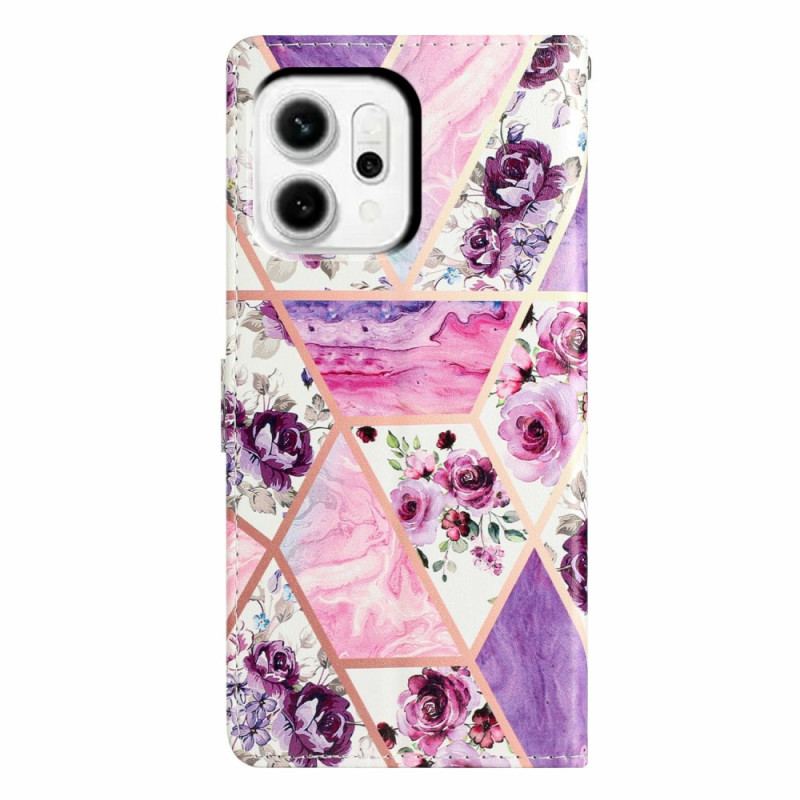Housse Oppo Reno 14 Pro 5G Fleurs Violettes et Marbre