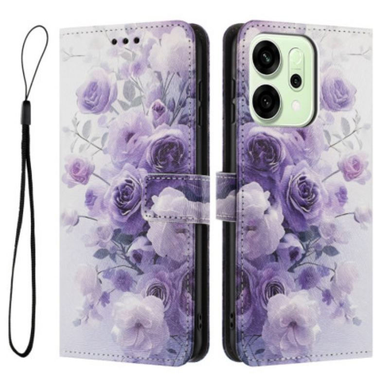 Housse Oppo Reno 14 Pro 5G Roses Violettes