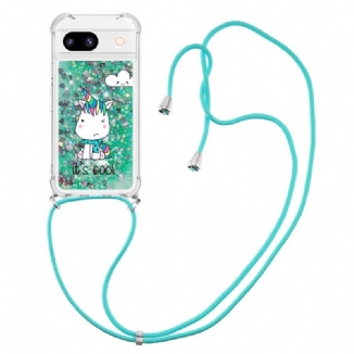 Coque à Cordon Google Pixel 8A Paillettes Motif Fun
