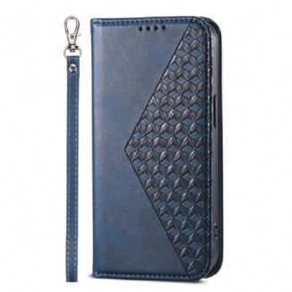 Flip CoverGoogle Pixel 8A Motif Losanges et Lanière