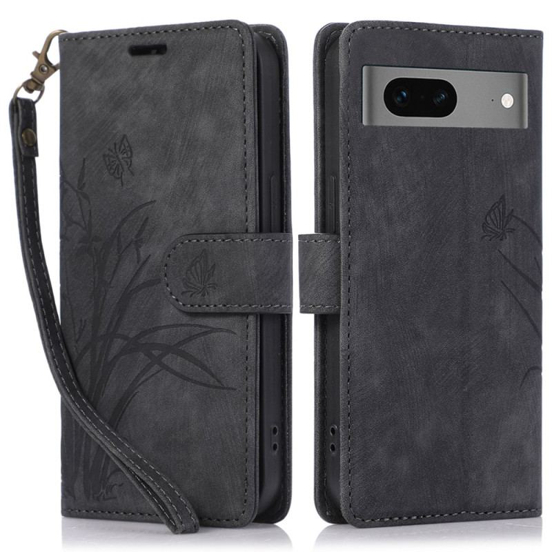 Housse Google Pixel 8A Orchidées à Lanière