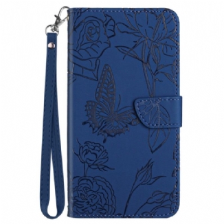 Housse OnePlus Nord CE 2 5G Papillons et Fleurs à Lanière